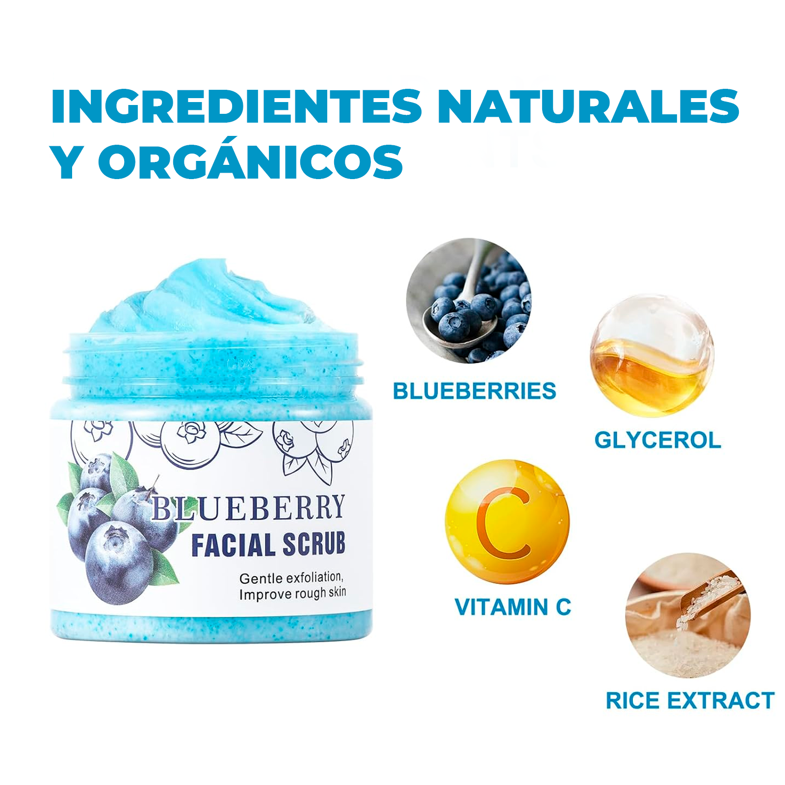 Exfoliante Facial de Blueberry | Limpieza Profunda e Hidratación Instantánea | Elimina Células Muertas, Suaviza y Nutre la Piel | Antioxidante Natural, Repara y Revitaliza el Rostro | Ideal para Todo Tipo de Piel, Uso Semanal - Image 3